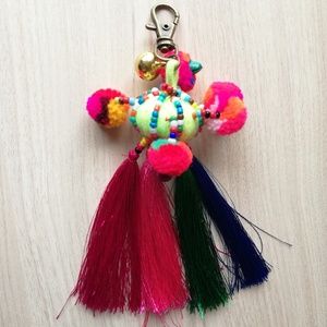 Handcrafted Boho Pompoms Tassel Key Chain Holder